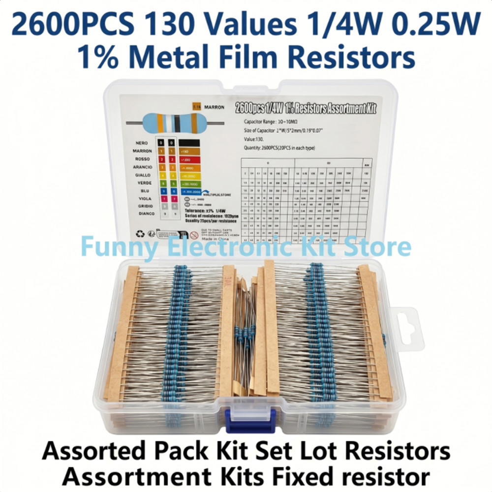 Diy Electronics Com - Набор металлических пленочных резисторов, 2600 шт.,